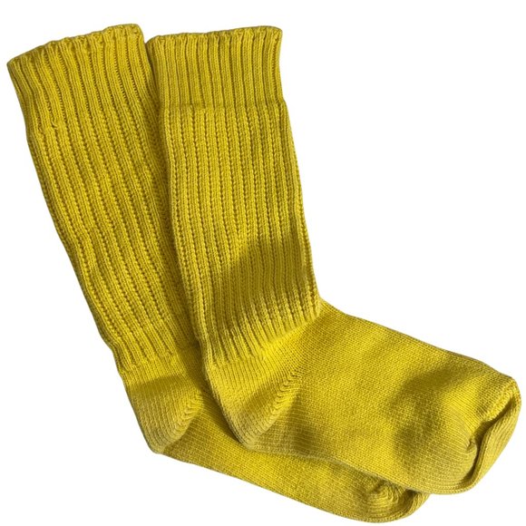 AUTHENTIC True Vintage EG SMITH Yellow Original Boot Slouch Socks 9-11 - Picture 1 of 3